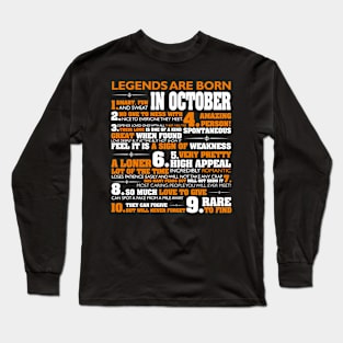 Legends are born in October T Shirt Cancer Pride Birthday Long Sleeve T-Shirt